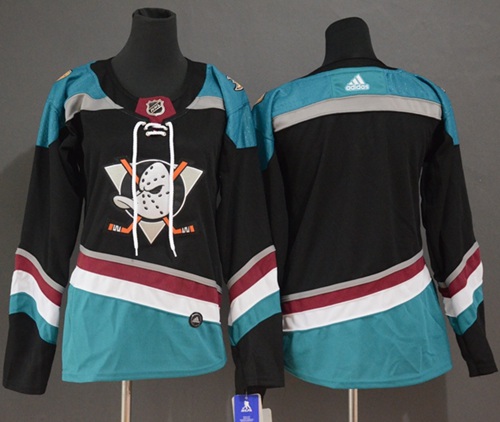 Adidas Ducks Blank Black/Teal Alternate Authentic Women's Stitched NHL Jersey